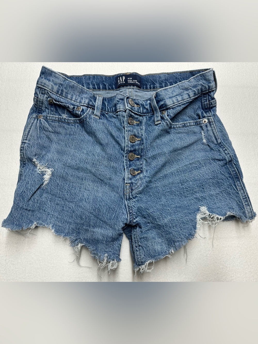 GAP Distressed Cheeky High-Rise Denim Shorts 8/29 | 3.5” Inseam, 10” Rise
